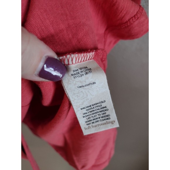 Soft Surroundings XS Womens Danielle Button Up Tunic Top Red 3/4 Sleeve - Picture 3 of 6